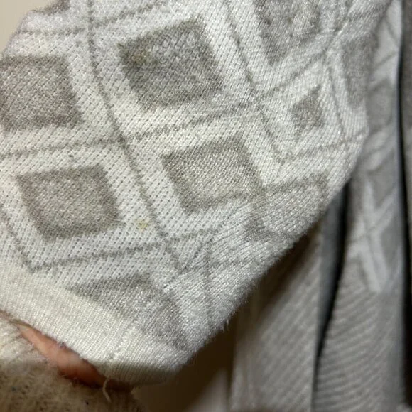 Cyrus Evolution Women's Small Gray Diamond Pattern Open Cardigan Sweater Duster - Picture 7 of 7